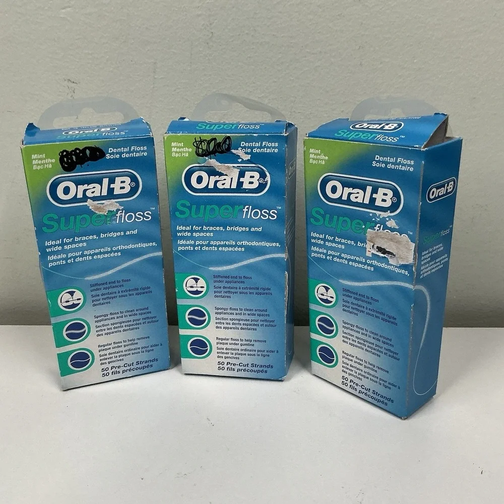 Oral-B Super Floss Pre-Cut Strands Dental‎ Floss, Mint, 50 Count Lot Of 3